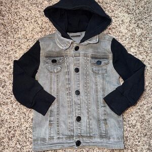 Little Bipsy Hooded Denim Jacket - Gray Denim w/Black Sleeves&Hood